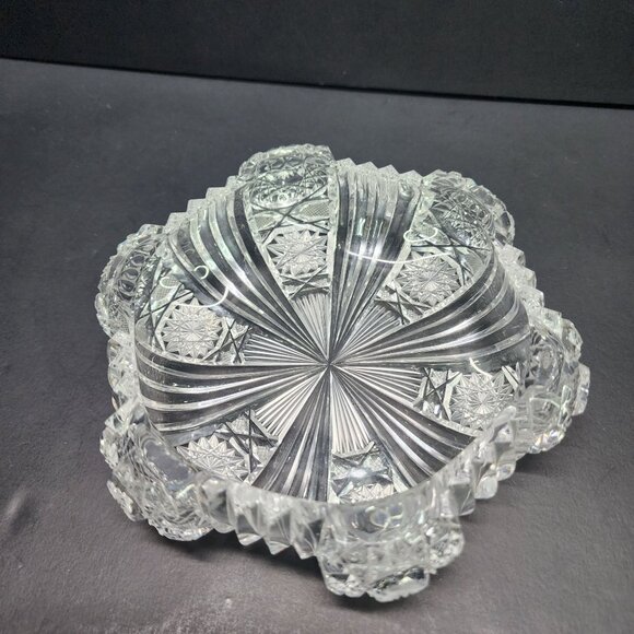 Vintage American Brilliant Crystal Clear Cut Glass Relish Trinket Dish - Picture 6 of 8